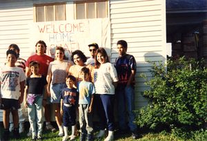 Most of the same gang (with some others), welcoming Mark (whose family calls him “Michael”) home from&nbsp;??.