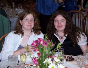 Sarah (right) and Emily at Beth and Rich’s wedding reception.