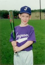 Kenneth playing T-ball (2000, age 5)